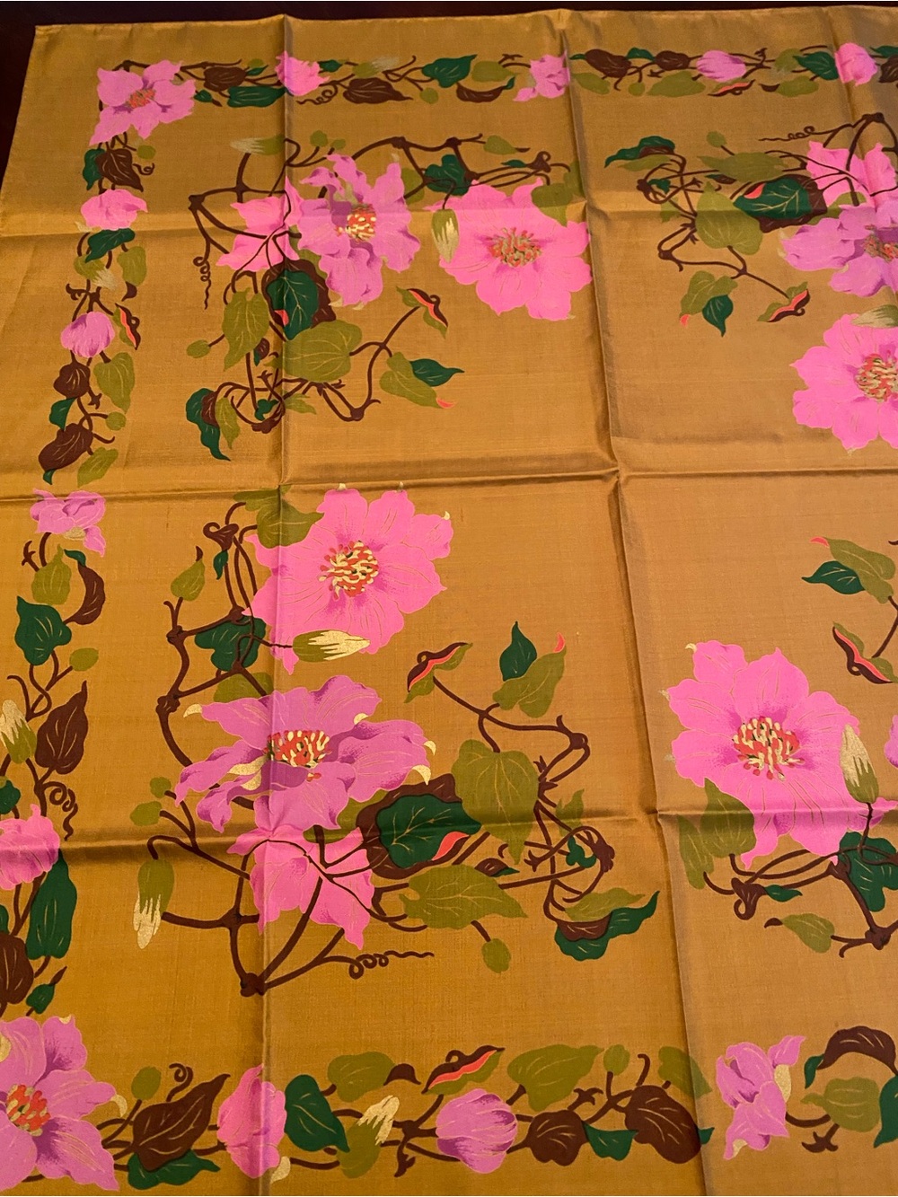 Stunning floral pink, green and mustard vibrant scarf by Suzanne Collection